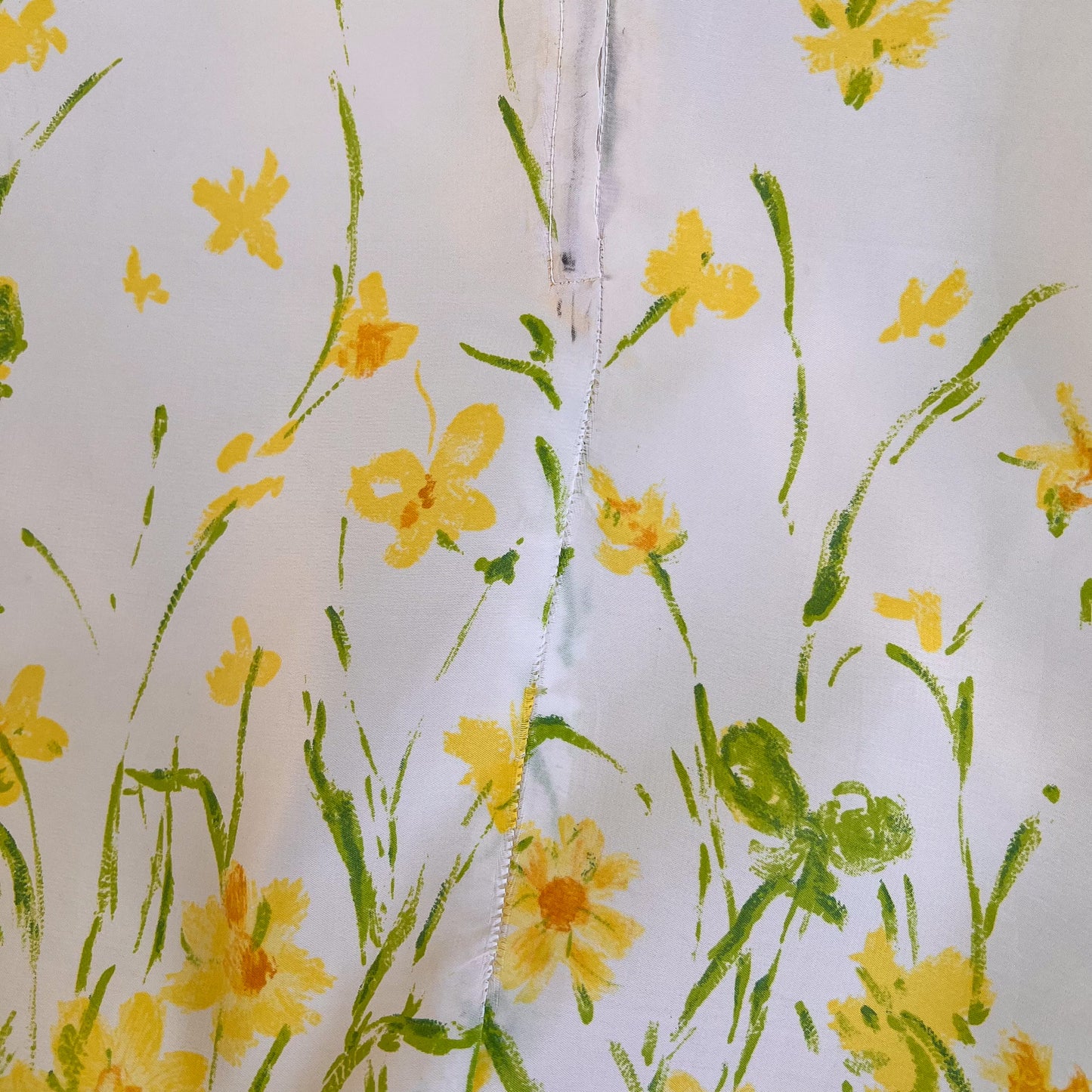 1960s Yellow Floral Print Spring Dress (M)