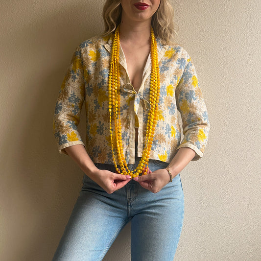 1960s Long Necklace With Yellow Faceted Beads