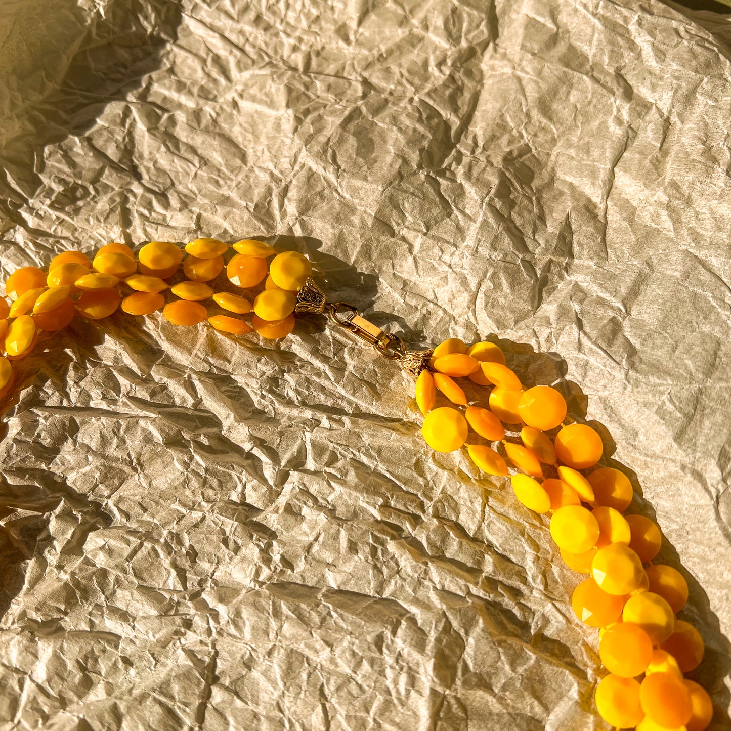 1960s Long Necklace With Yellow Faceted Beads