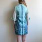 1970s Alfred Shaheen Blue Floral Print Button Dress (S/M)