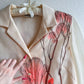 1970s Alfred Shaheen Coral Flowers Print Button Dress (S/M)