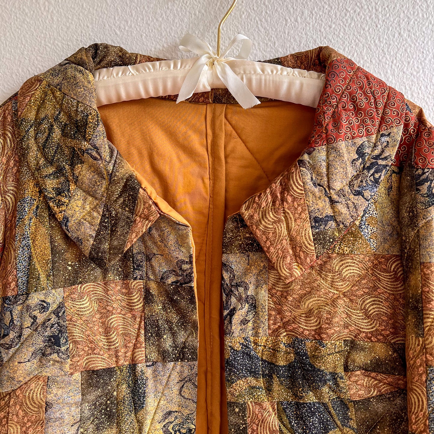 1970s Autumnal Patchwork Quilted Jacket (M)