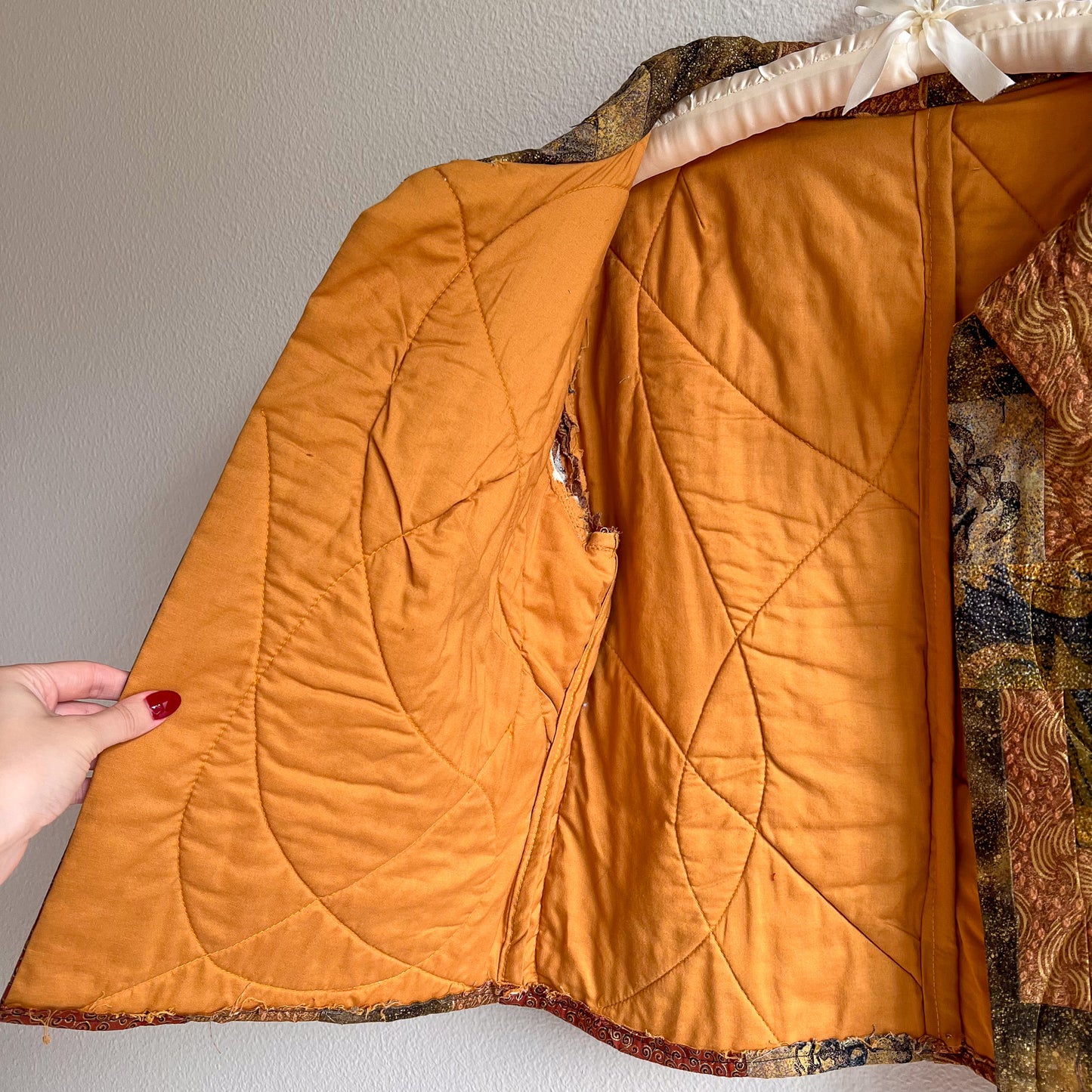 1970s Autumnal Patchwork Quilted Jacket (M)