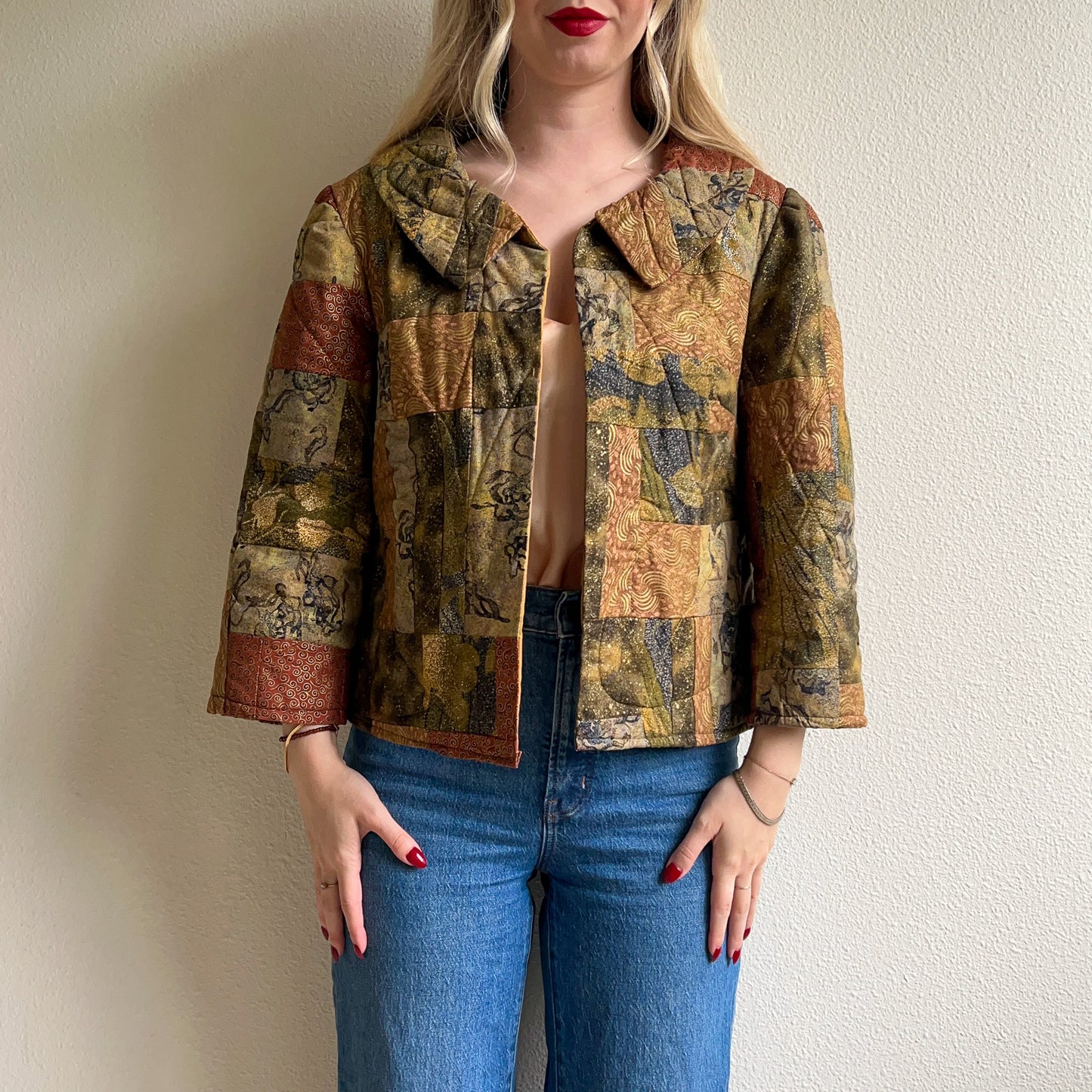 1970s Autumnal Patchwork Quilted Jacket (M)