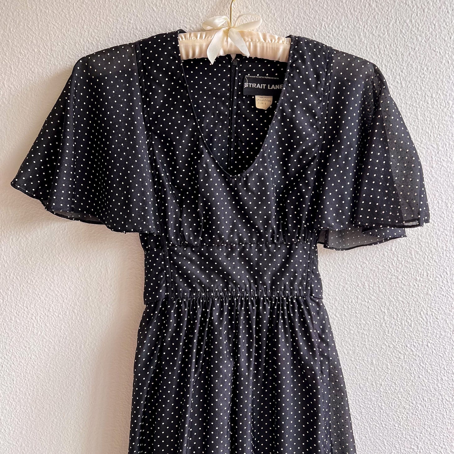 1970s Black and White Polka Dot Maxi Dress (XS/S)