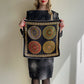 1970s Black Silk Scarf With Four Ornate Circles