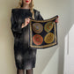 1970s Black Silk Scarf With Four Ornate Circles