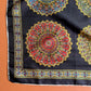 1970s Black Silk Scarf With Four Ornate Circles