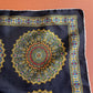 1970s Black Silk Scarf With Four Ornate Circles