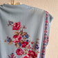 1970s Blue Dress With Pink Floral Print (M/L)