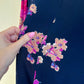 1970s Midnight Blue Dress With Purple Floral Print (S/M)