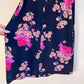 1970s Midnight Blue Dress With Purple Floral Print (S/M)