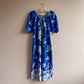 1970s Blue and White Floral Muumuu Dress (L/XL)