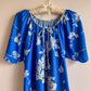 1970s Blue and White Floral Muumuu Dress (L/XL)