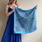 1970s Shades of Blue Pattern Silk Scarf