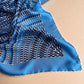 1970s Shades of Blue Pattern Silk Scarf