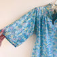 1970s Cyan Blue Floral Breezy Blouse (M)