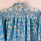 1970s Cyan Blue Floral Breezy Blouse (M)