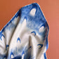 1970s Blue and White Starburst Print Silk Scarf