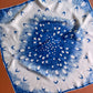 1970s Blue and White Starburst Print Silk Scarf
