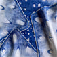 1970s Blue and White Starburst Print Silk Scarf