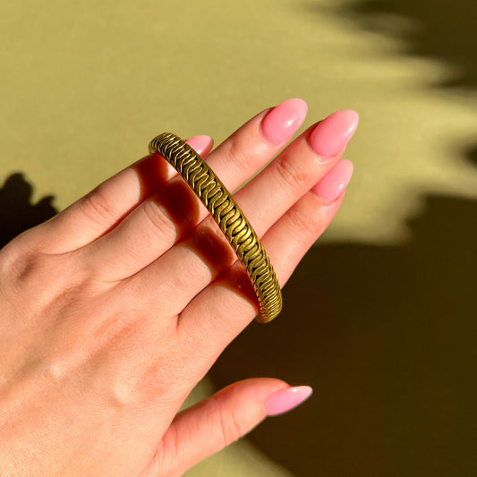 1970s Bohemian Brass Textured Cuff
