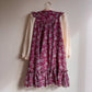 1970s Burgundy Florals Gunne Sax Dress (XXS)