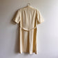 1970s Cream Belted Dress With Gold Buttons (M/L)