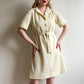 1970s Cream Belted Dress With Gold Buttons (M/L)