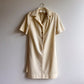 1970s Cream Belted Dress With Gold Buttons (M/L)