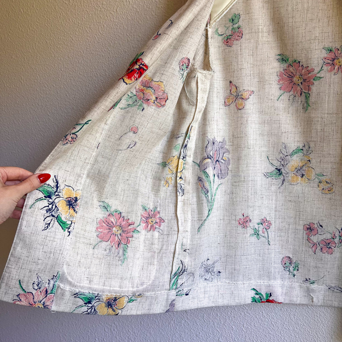 1970s Cream Blazer With Summer Florals (M/L)