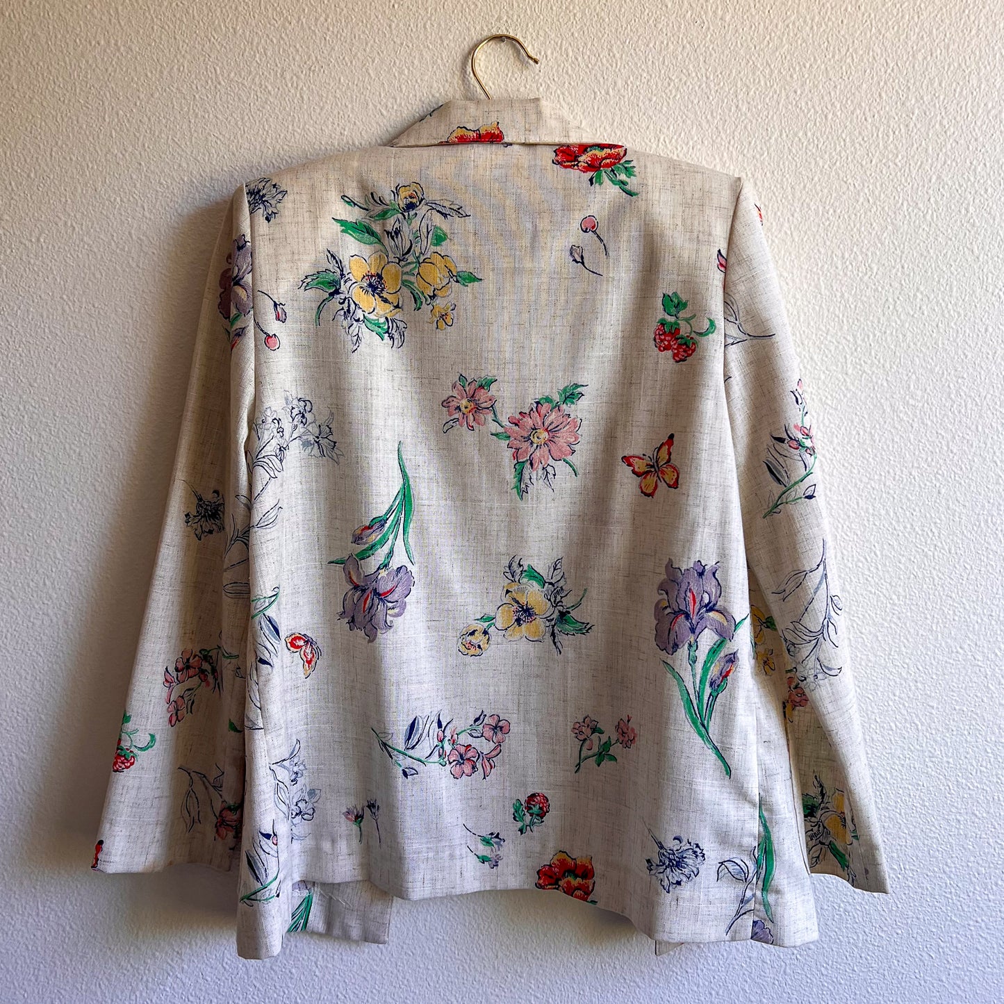 1970s Cream Blazer With Summer Florals (M/L)