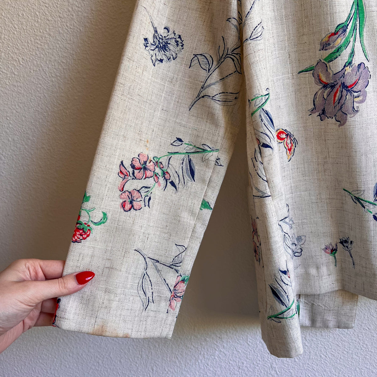 1970s Cream Blazer With Summer Florals (M/L)
