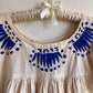 1970s Cream Tunic With Cobalt Blue Embroidery (M/L)