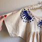 1970s Cream Tunic With Cobalt Blue Embroidery (M/L)