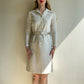 1970s Funfetti White Knit Long Sleeve Belted Dress (S/M)