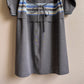 1970s Gray Knit Dress With Blue Print (M/L)