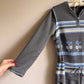 1970s Gray Knit Dress With Blue Print (M/L)