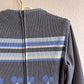 1970s Gray Knit Dress With Blue Print (M/L)