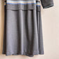 1970s Gray Knit Dress With Blue Print (M/L)