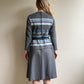 1970s Gray Knit Dress With Blue Print (M/L)