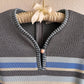 1970s Gray Knit Dress With Blue Print (M/L)