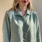 1970s Green and White Pattern Button Down (M)