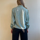 1970s Green and White Pattern Button Down (M)