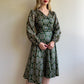 Gorgeous 1970s Forest Green Printed Party Dress (XS)