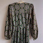 Gorgeous 1970s Forest Green Printed Party Dress (XS)