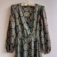 Gorgeous 1970s Forest Green Printed Party Dress (XS)
