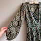 Gorgeous 1970s Forest Green Printed Party Dress (XS)