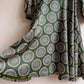 Gorgeous 1970s Forest Green Printed Party Dress (XS)