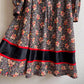 Exquisite 1970s Gunne Sax Black Floral Dress With Red Trim (S/M)